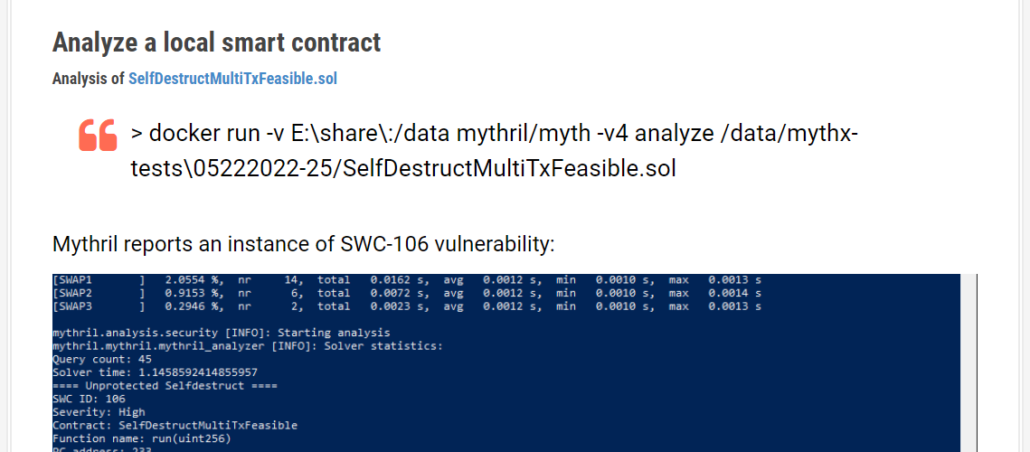 Security Analysis of Etheruem Smart Contracts with Mythril